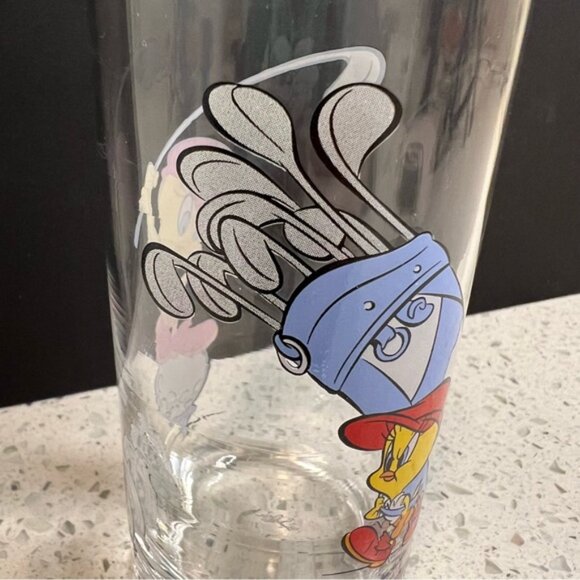 Vintage 1998 WARNER BROS Smuckers x Looney Tunes Colab Tweety Bird Golf Glass - Picture 7 of 11